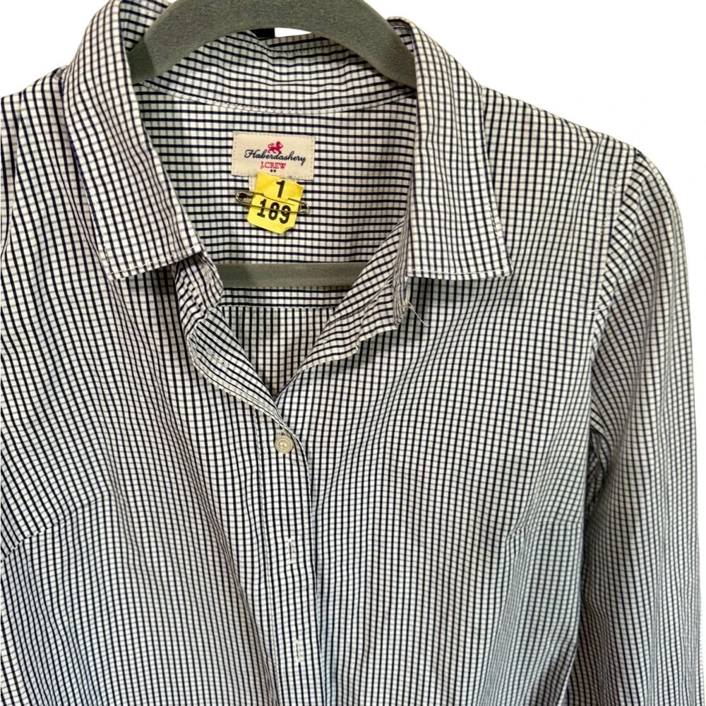 J. Crew‎ Haberdashery Navy and White Checkered Shirt Size S